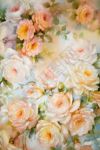 Floral纸面背景有杏玫瑰花纸张图片