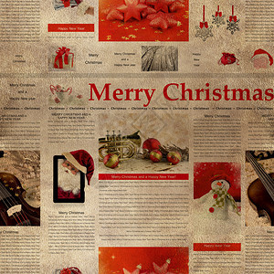 无缝圣诞报纸版式背景图片