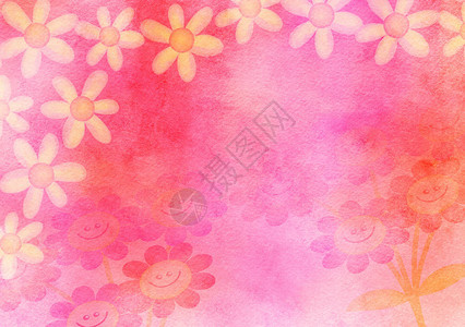 使用混合水彩效果和手绘雏菊花的数字制作和艺术质图片