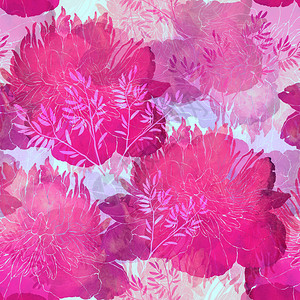 数字和水彩色混合介质为纺织品最流行的花朵布料型材图片