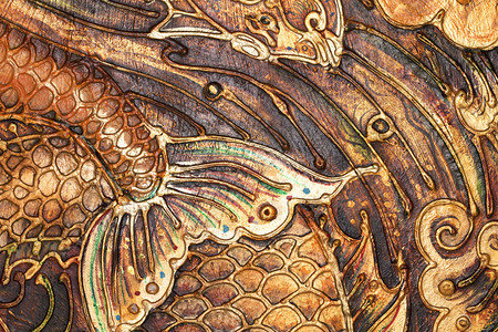 抽象背景纹理油画色彩鲜艳的鱼图片