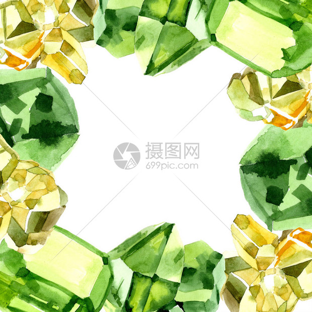 绿色钻石岩首饰矿物框架边界装饰广场几何基米兹多边形结晶石块混凝土形图片