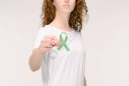 女展示肾上腺癌绿色意识带衰老研究意识双相情图片
