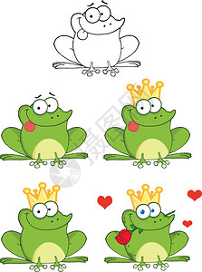 快乐青蛙吐舌头卡通人物套装合集图片