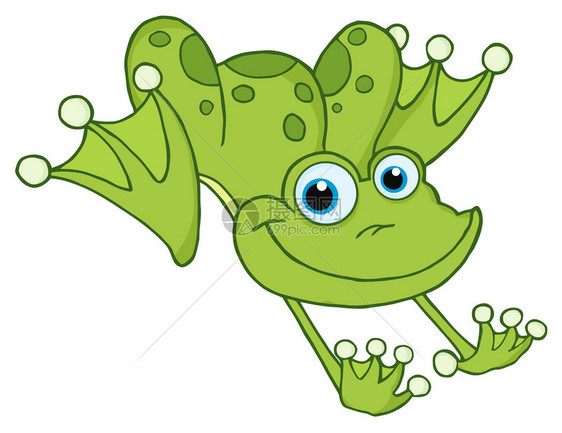 跳跃的绿色青蛙卡通人物图片