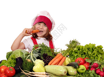 小厨娘吃胡萝卜图片