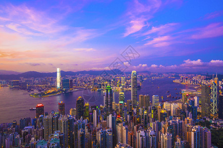 香港现代城市日落图片
