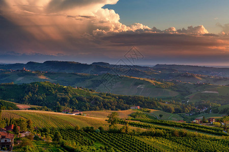 意大利北部皮德蒙特Piedmont山上美丽的夜空下的绿色图片