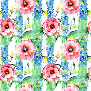 水彩风格的野花洋桔梗花卉图案图片