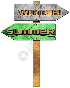 文本夏季和冬季隔绝在白色背景上图片