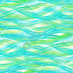 带有涂鸦风格绿色波浪的抽象无缝图案背景图片