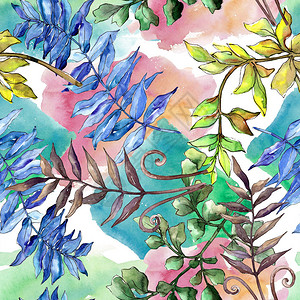 秋天五颜六色的蕨叶植物园花卉叶子无缝背景图案织物壁纸打印纹理背景纹理包装图案边图片