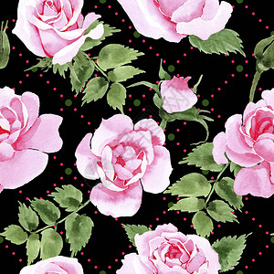 水彩风格的野花茶玫瑰花图案图片