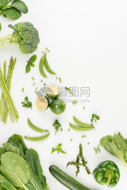 绿色新鲜蔬菜和水果品种图片
