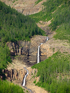 山区河流上的瀑布西伯利亚北部普托拉纳高原图片
