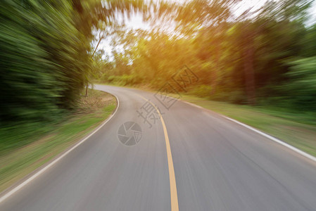 通往森林的道路运动模糊图片