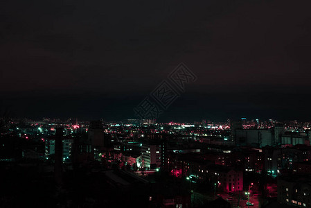 夜晚的黑暗城市风景与图片