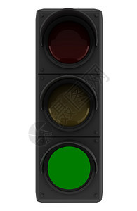 孤立在白色的绿色交通灯图片