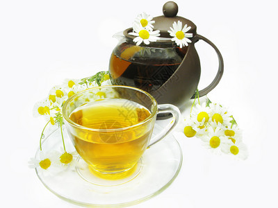 茶杯和茶壶中的草药茶图片