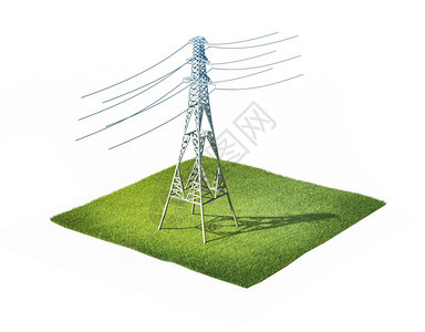 3d说明高压电塔站在地面交叉地带白色图片