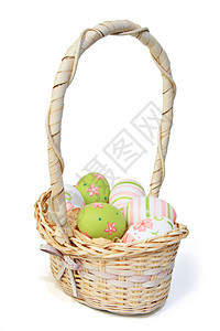柳条篮配复活节彩蛋背景图片