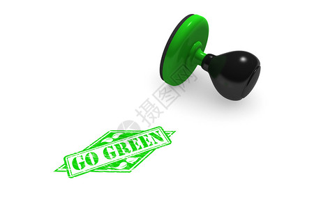 Go白色背景上的绿色橡胶印章图片