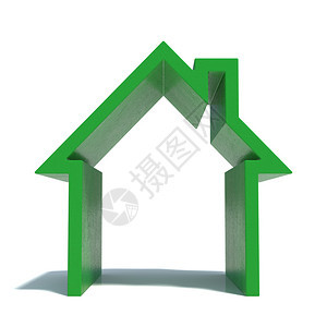 3d配有阴影的绿色房屋图标转换孤立图片