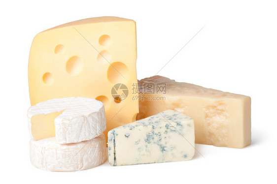 白色背景上的美味奶酪图片