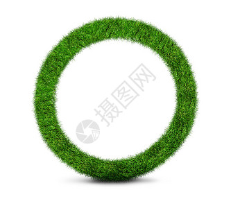 绿草圈框架在白色背景上被图片