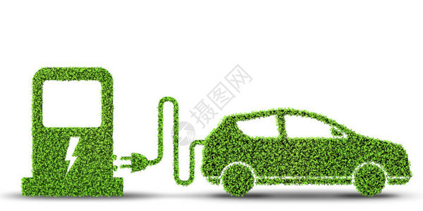 绿色环境概念中的电动汽车概念图片