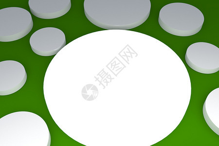 3d空白抽象白色按钮与绿色背景图片
