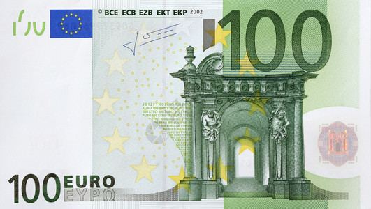 100欧元钞票特写图片