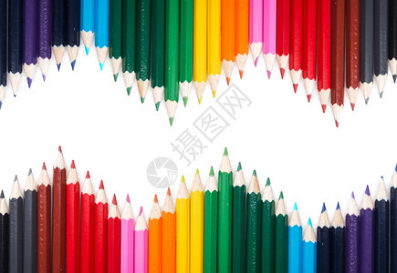 许多彩色铅笔三角形状图片