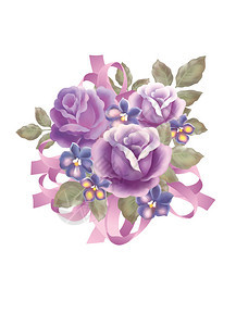 带有美丽的紫玫瑰装图片