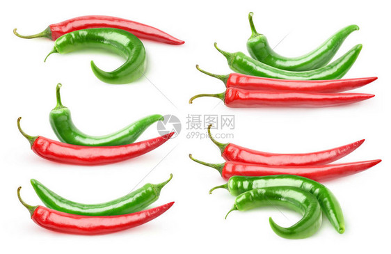 红辣椒和绿色辣椒图片
