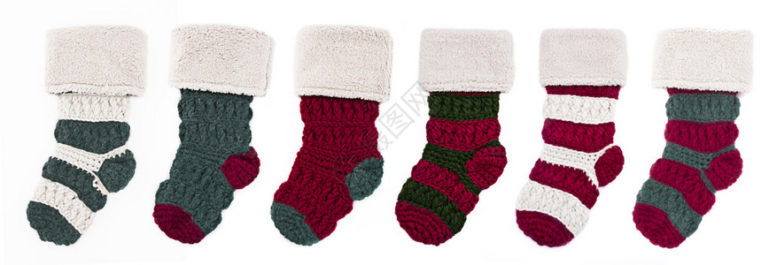 一排针织圣诞袜图片