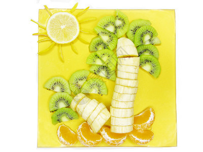 富有创意的水果甜点面状为kiwi香背景图片