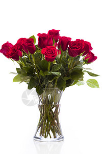 白色背景上的红玫瑰花束图片