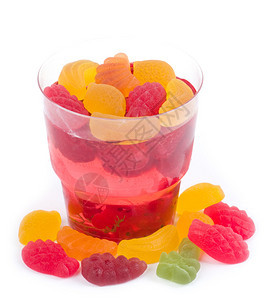美味的彩色果冻白色背景上的糖果图片