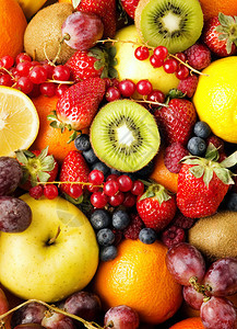 不同的夏季水果特写视图食物背景图片