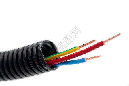 电工用电工铜电缆管有红蓝绿黄三种颜色背景图片