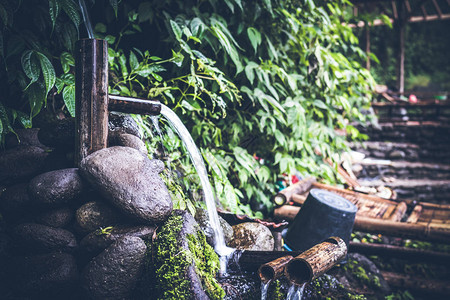 巴厘岛热带地区的山泉图片