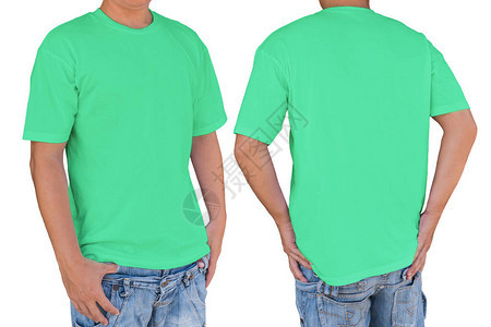 穿着空白的Shamrock绿色T恤衫的人图片