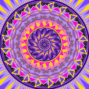 曼达拉环形圆抽象图案花卉多彩甘莱图片