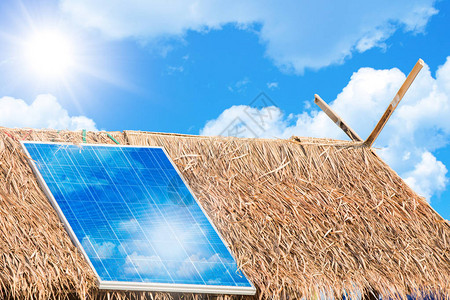 向农村庄提供电力的太阳能电池图片