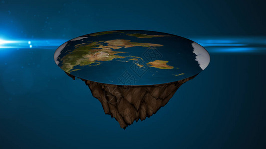 空间背景与平坦的地球数字插图3d渲染图片