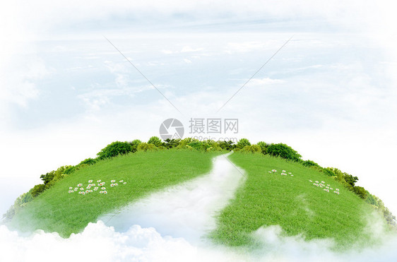 天空中的绿色世界图片