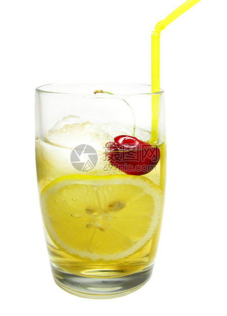 酒精利口酒鸡尾酒约翰柯林斯加冰柠檬樱桃图片