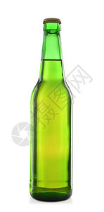 白色背景上的玻璃瓶冰镇啤酒图片