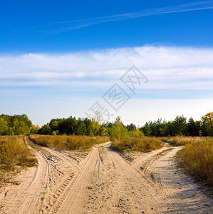 秋季草原的道路图片